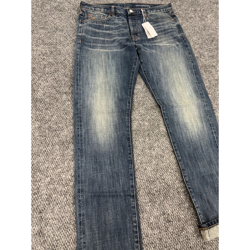 Outerknown SEA Selvedge Jeans Men's 33x34 Dark Blue Denim Organic Cotton - Picture 4 of 16
